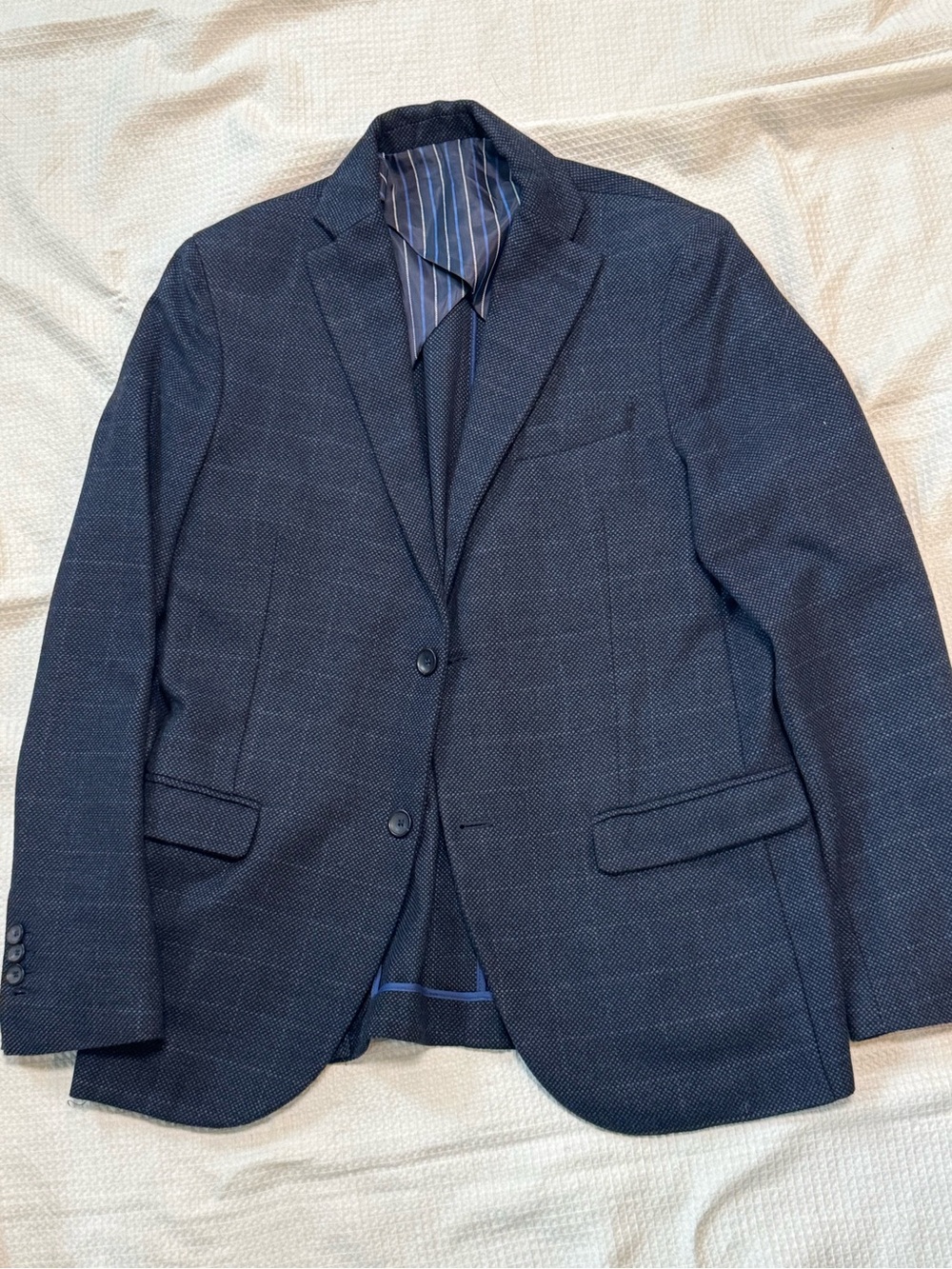 Marco Collection made in Italy Men's Navy Textured Two-Button Blazer 1/2 lined